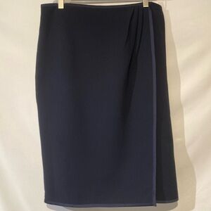 New condition modest length Ann Taylor navy blue wrap skirt